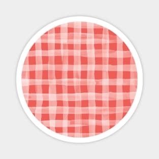 Coral gingham textured stripes Magnet